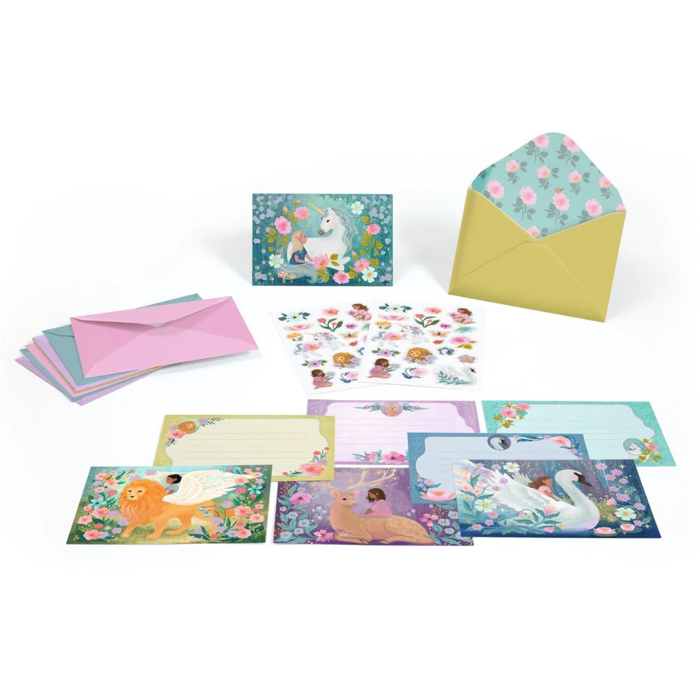 8 Fantasy Creatures Kids Party Invitations & Stickers - Image 2