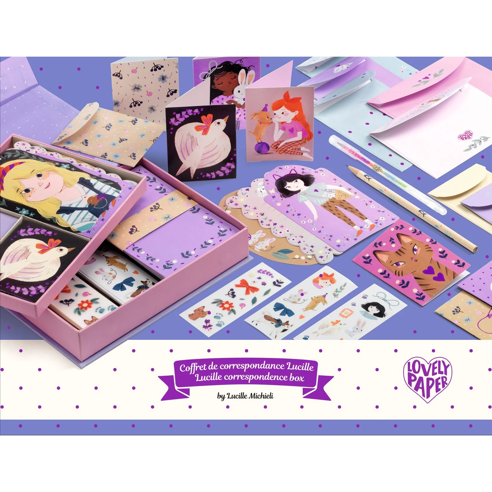 Djeco Lovely Paper - Lucille Correspondence Set - Kids Stationery Set - Image 4