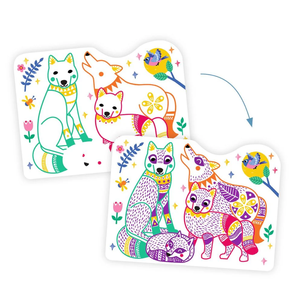Djeco Magic Colouring Reveal Pictures, Forest Families - Image 2