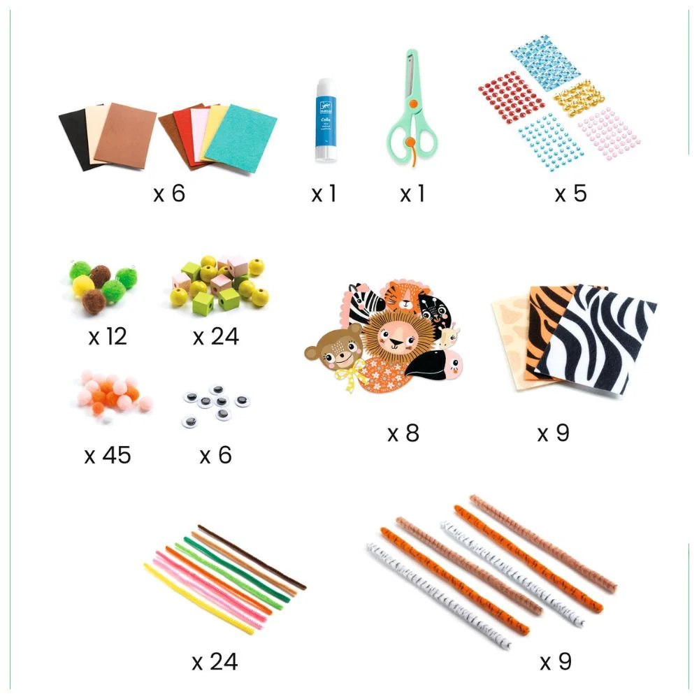 Djeco Make Your Own Jungle Animals Craft Kit for Ages 3-6 yrs - Image 3