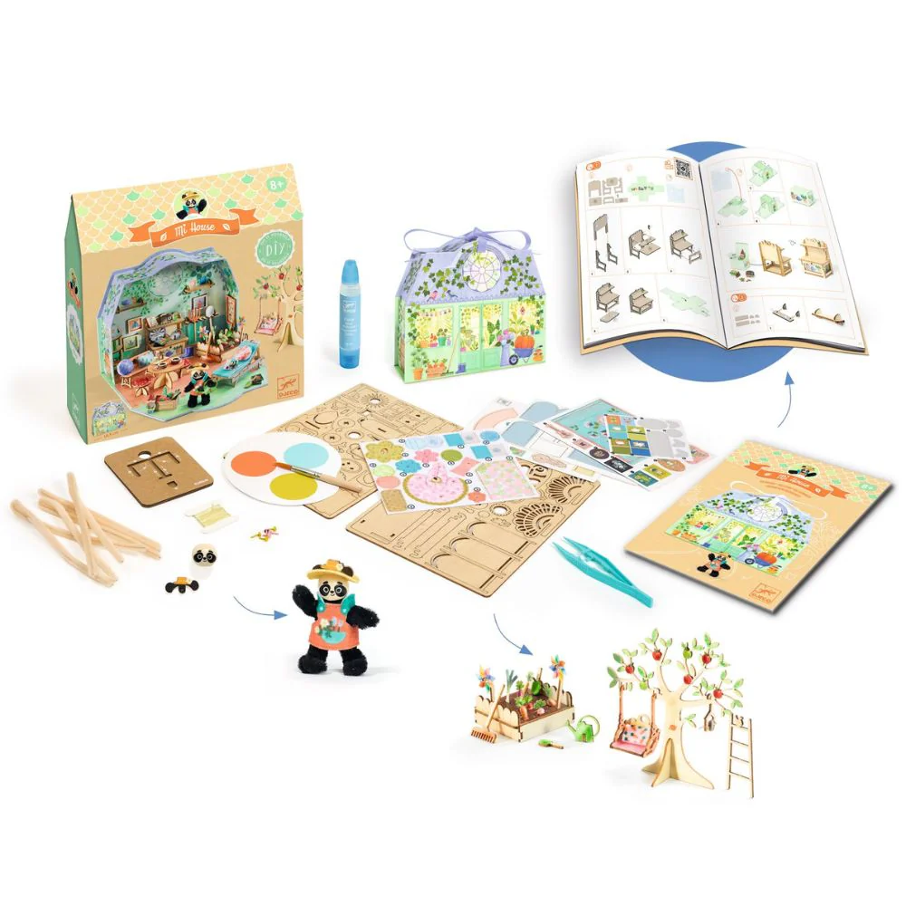 Djeco Mi House Olive, Make Your Own Mini House with Figurines - Image 4
