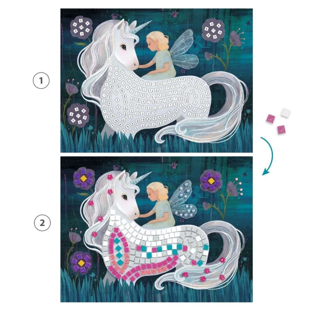 Djeco Mosaic, The Enchanted World - Unicorn Mosaic Kit 6 yrs + - Image 2