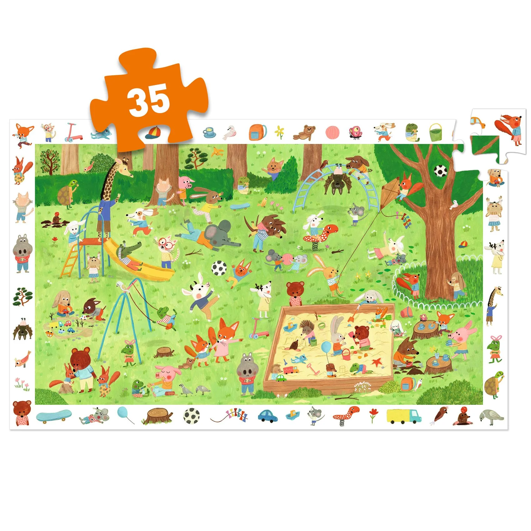 Djeco Observation Childrens Jigsaw Puzzle, Little Friends Garden - Image 2