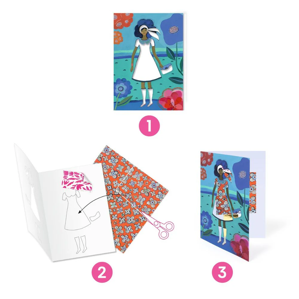 Djeco Patterned Collages - Gifts For Girls Aged 6 Yrs + - Image 3
