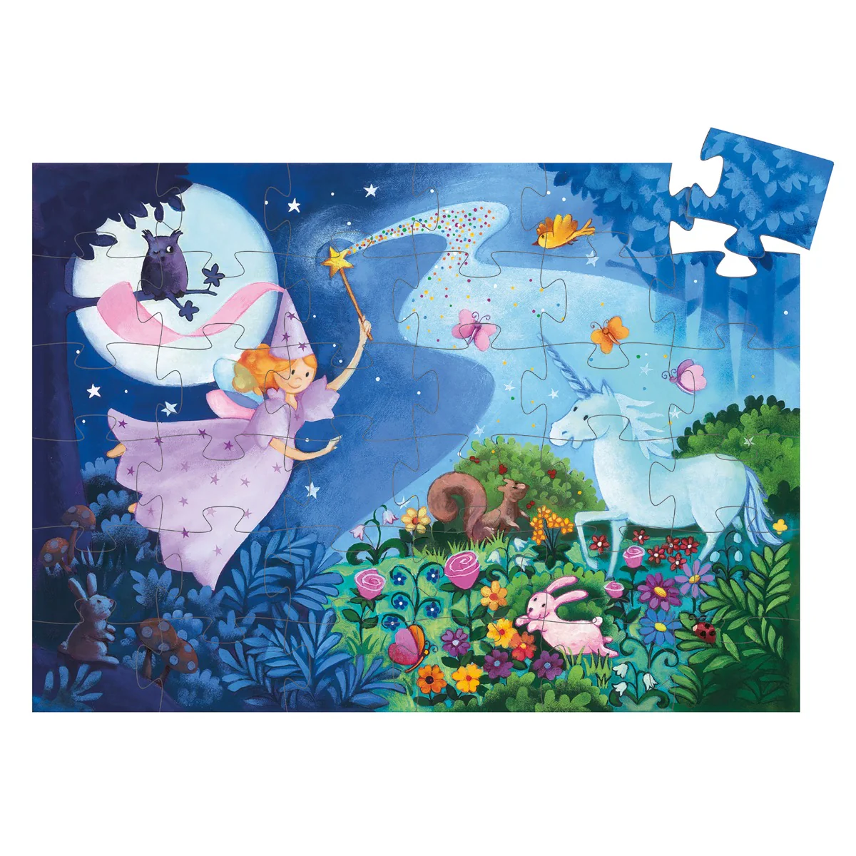 Djeco Silhouette Puzzle Fairy & Unicorn - Image 3