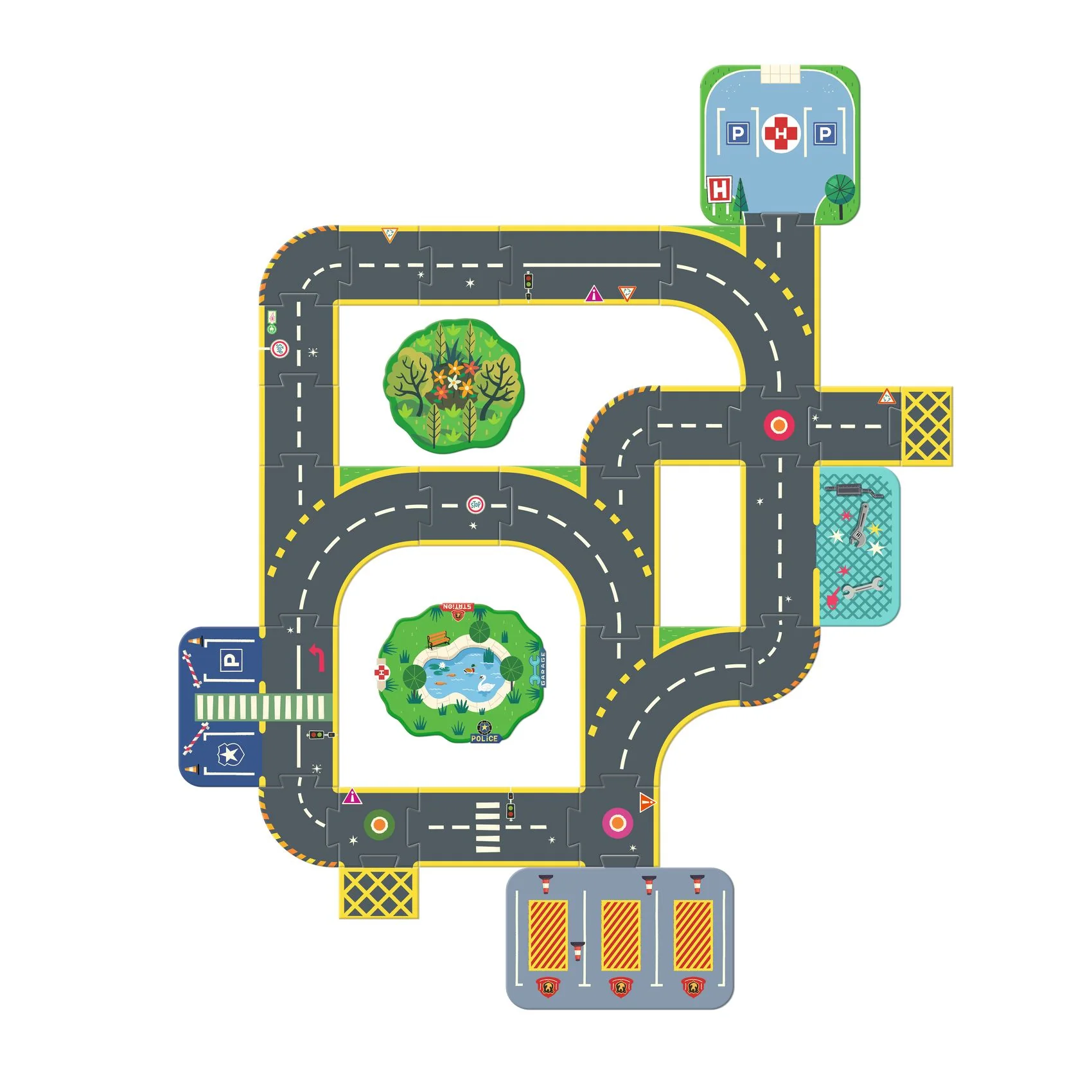 Djeco Crazy Motor Floor Puzzle - Make Your Own Crazy Motor City - Image 6