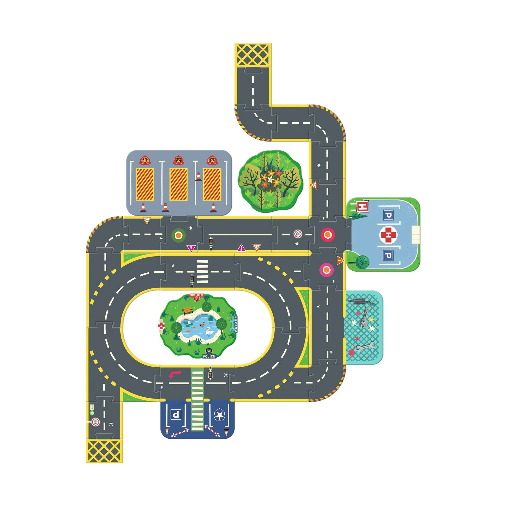 Djeco Crazy Motor Floor Puzzle - Make Your Own Crazy Motor City - Image 7