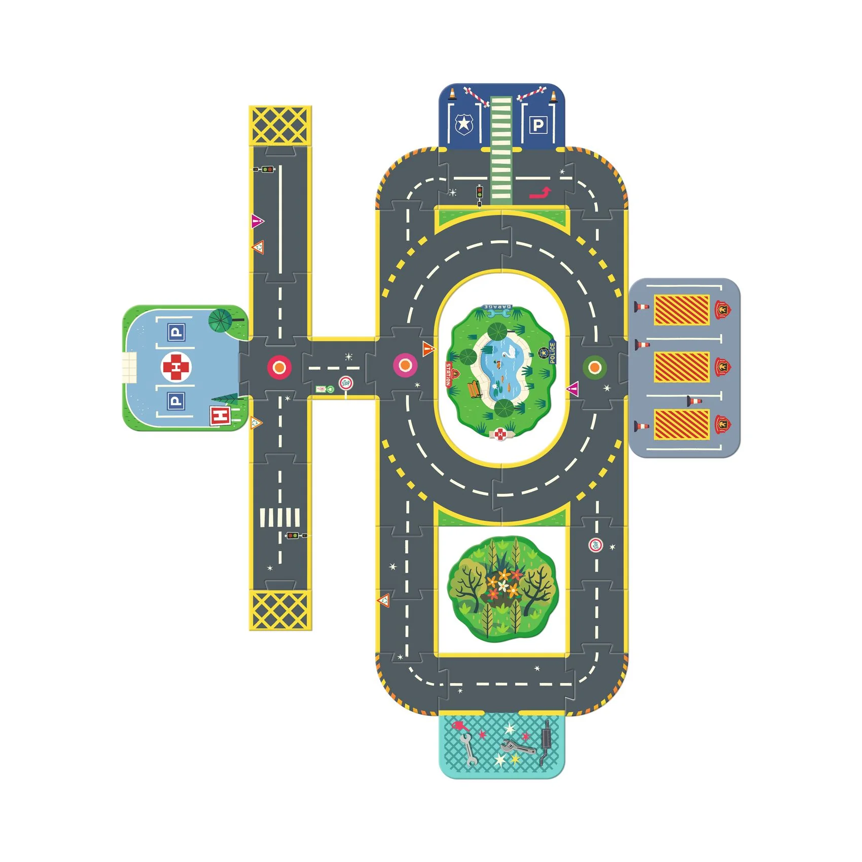 Djeco Crazy Motor Floor Puzzle - Make Your Own Crazy Motor City - Image 8