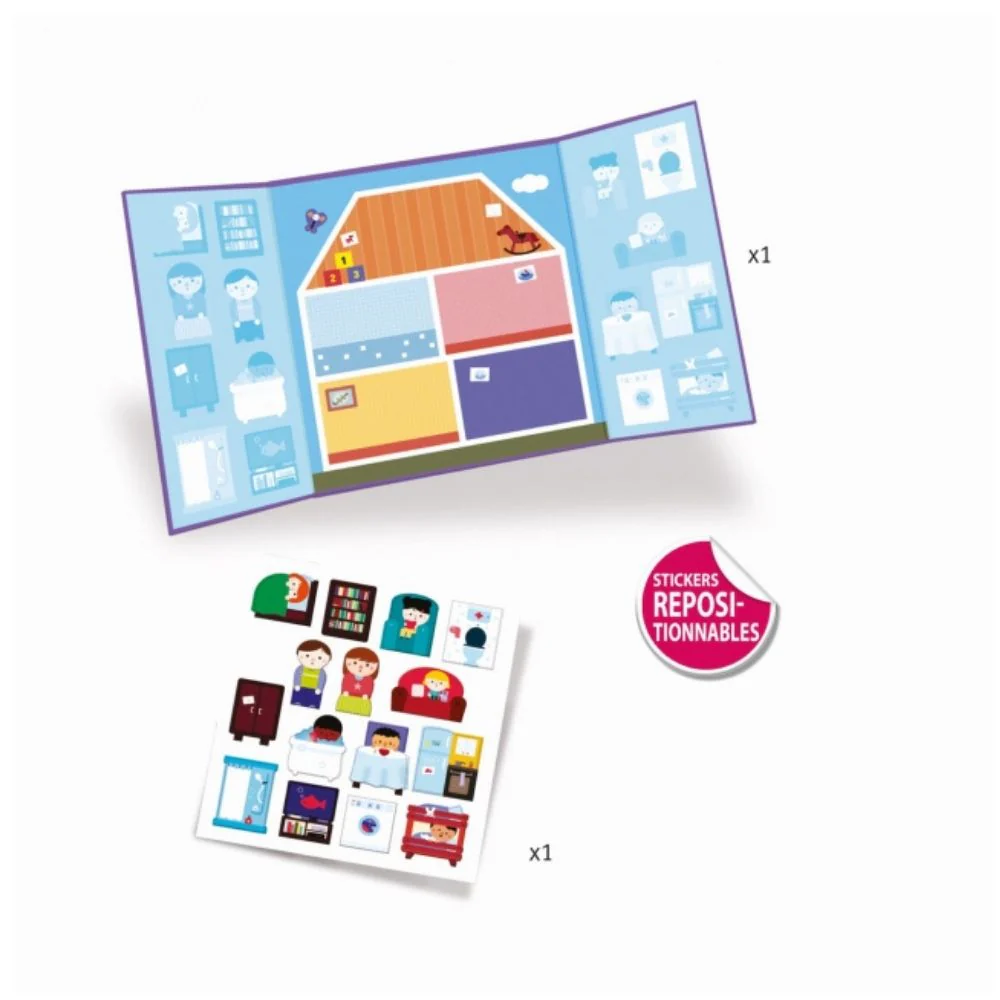 Djeco Thick & Easy Reusable Stickers for Little Ones - House - Image 3