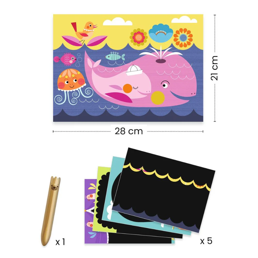 Djeco Scratch Art Animal Cards - Suitable for 18 mths+ - Image 3