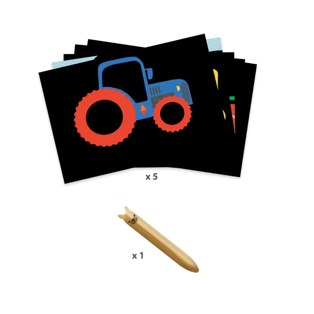 Djeco Scratch Boards for Toddlers - Learning About Vehicles 18mths + - Image 2
