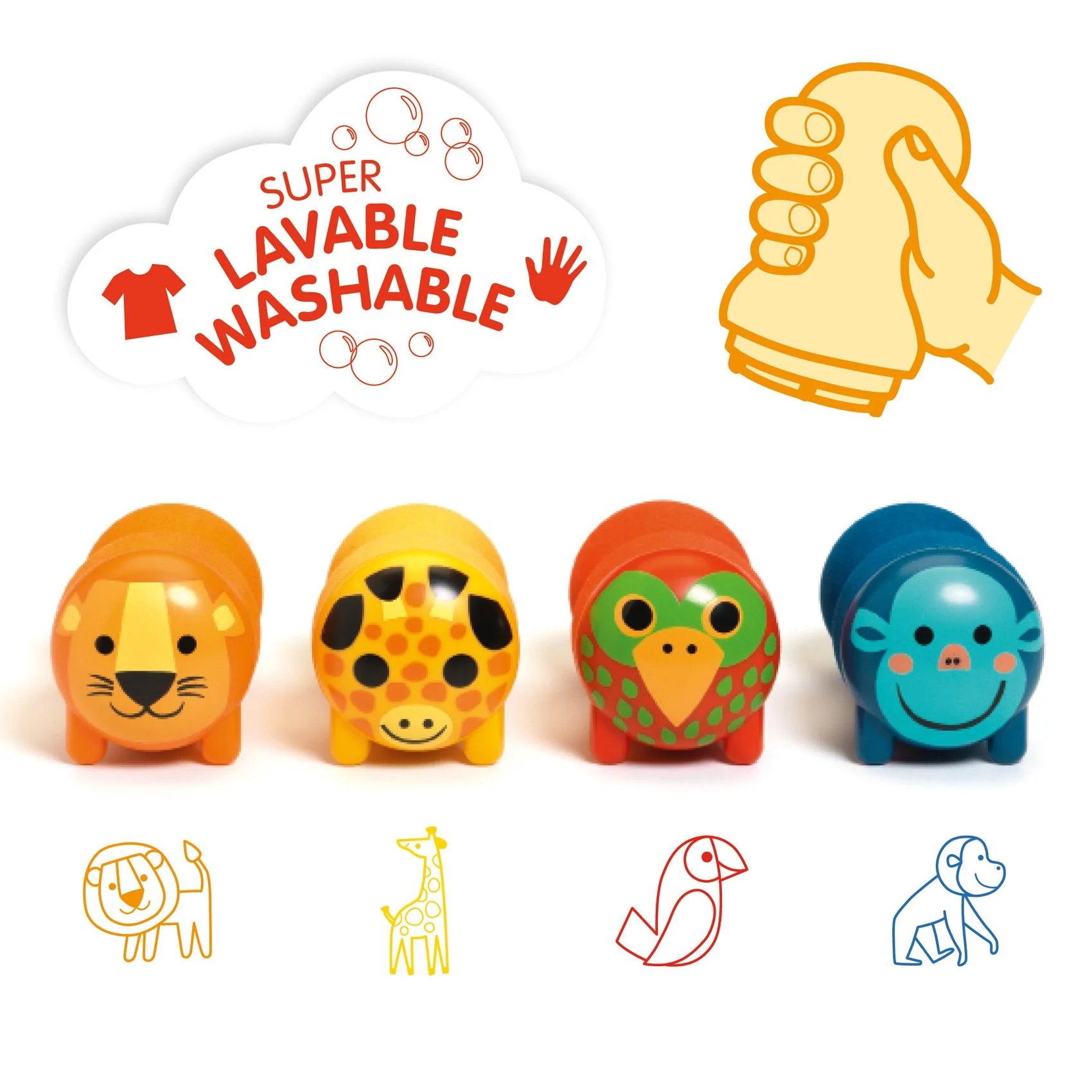 Djeco Stamps For Little Ones - Safari Animals - Image 2