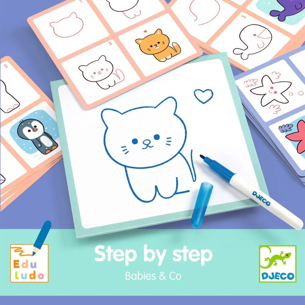 Djeco Step By Step Babies & Co - Learn To Draw Baby Animals - Image 4
