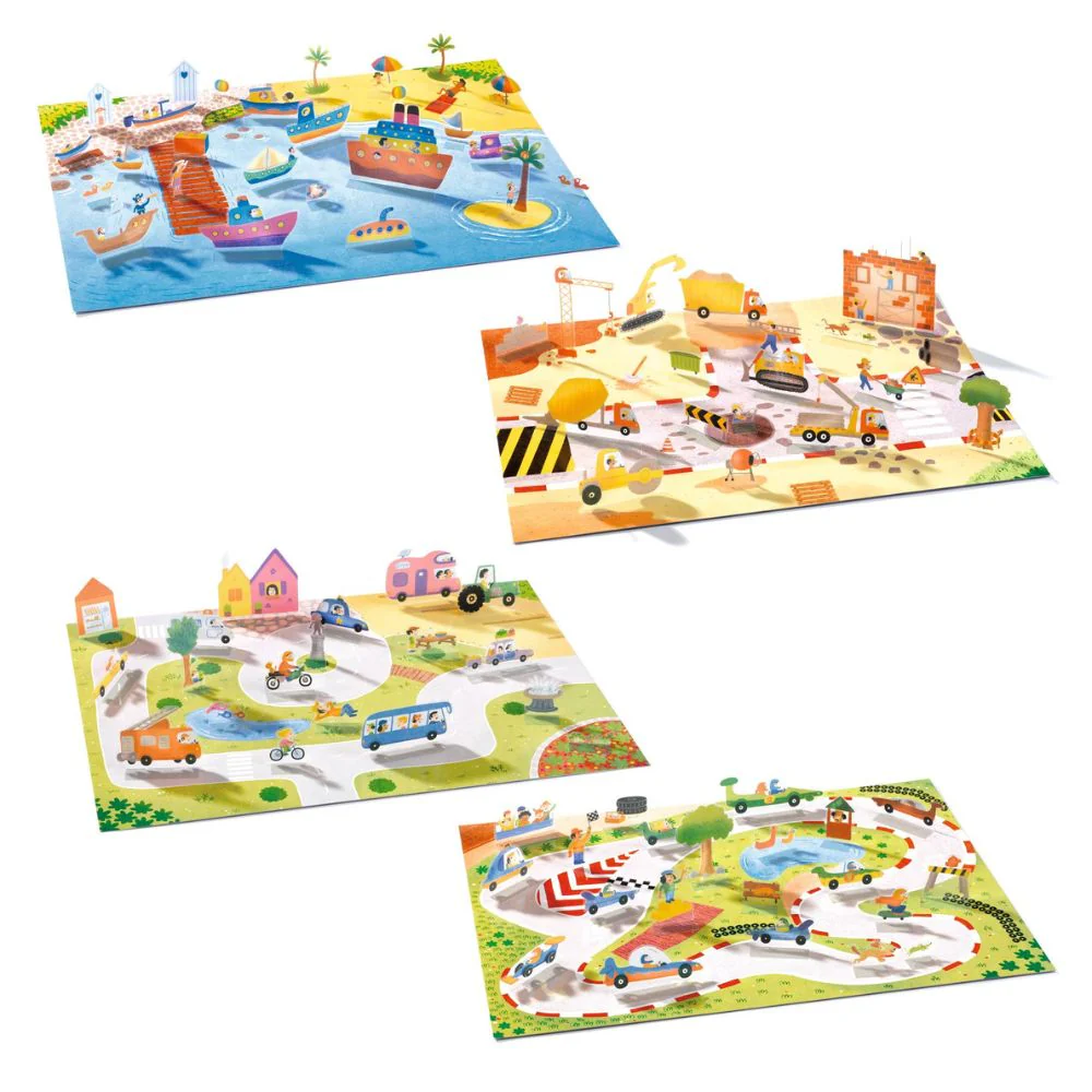 Djeco Sticker 3D Vehicle Scenes To Make - Gifts For 5 Year Old Boy - Image 2