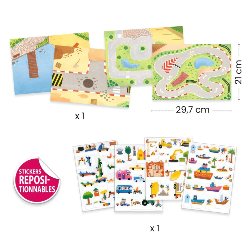 Djeco Sticker 3D Vehicle Scenes To Make - Gifts For 5 Year Old Boy - Image 3