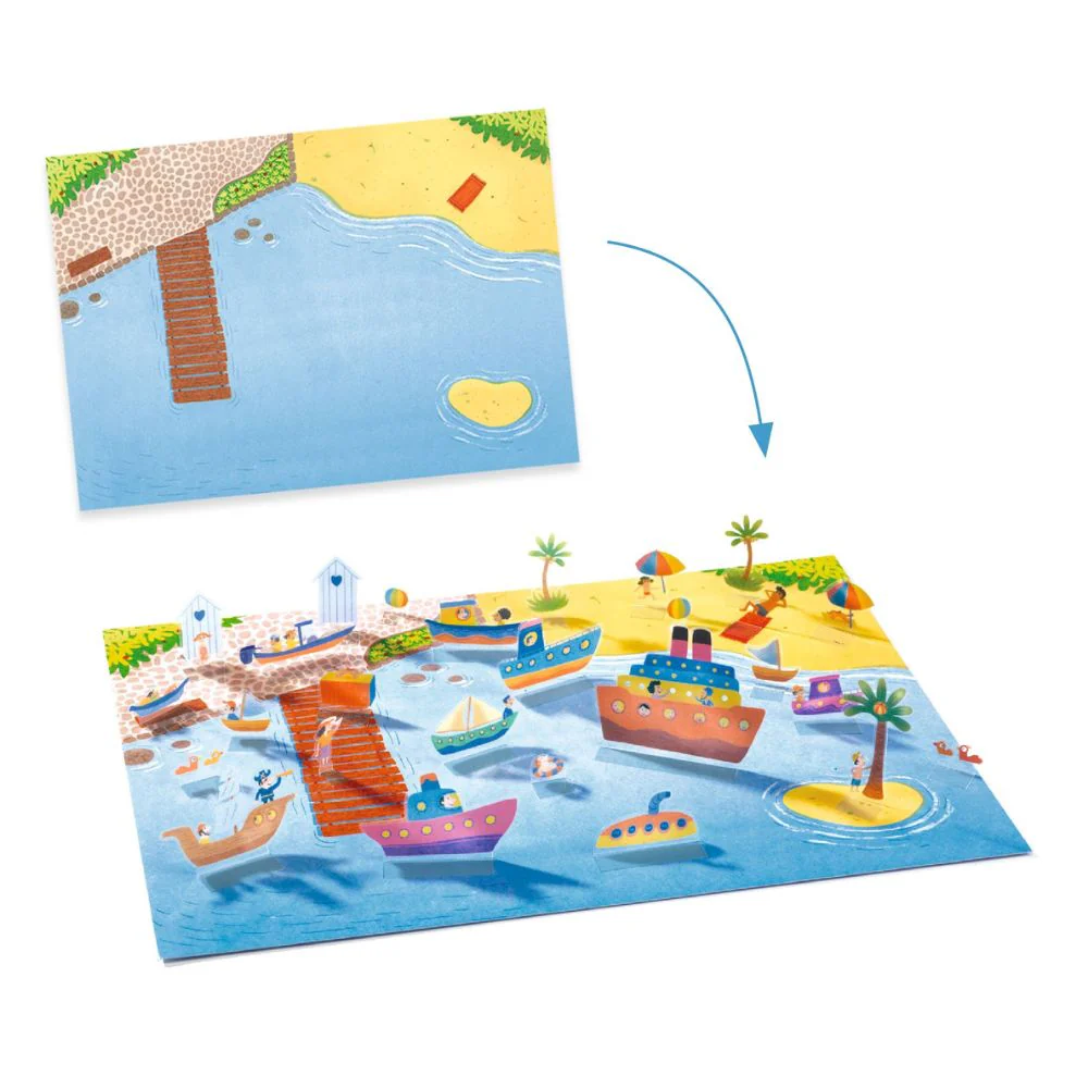 Djeco Sticker 3D Vehicle Scenes To Make - Gifts For 5 Year Old Boy - Image 4