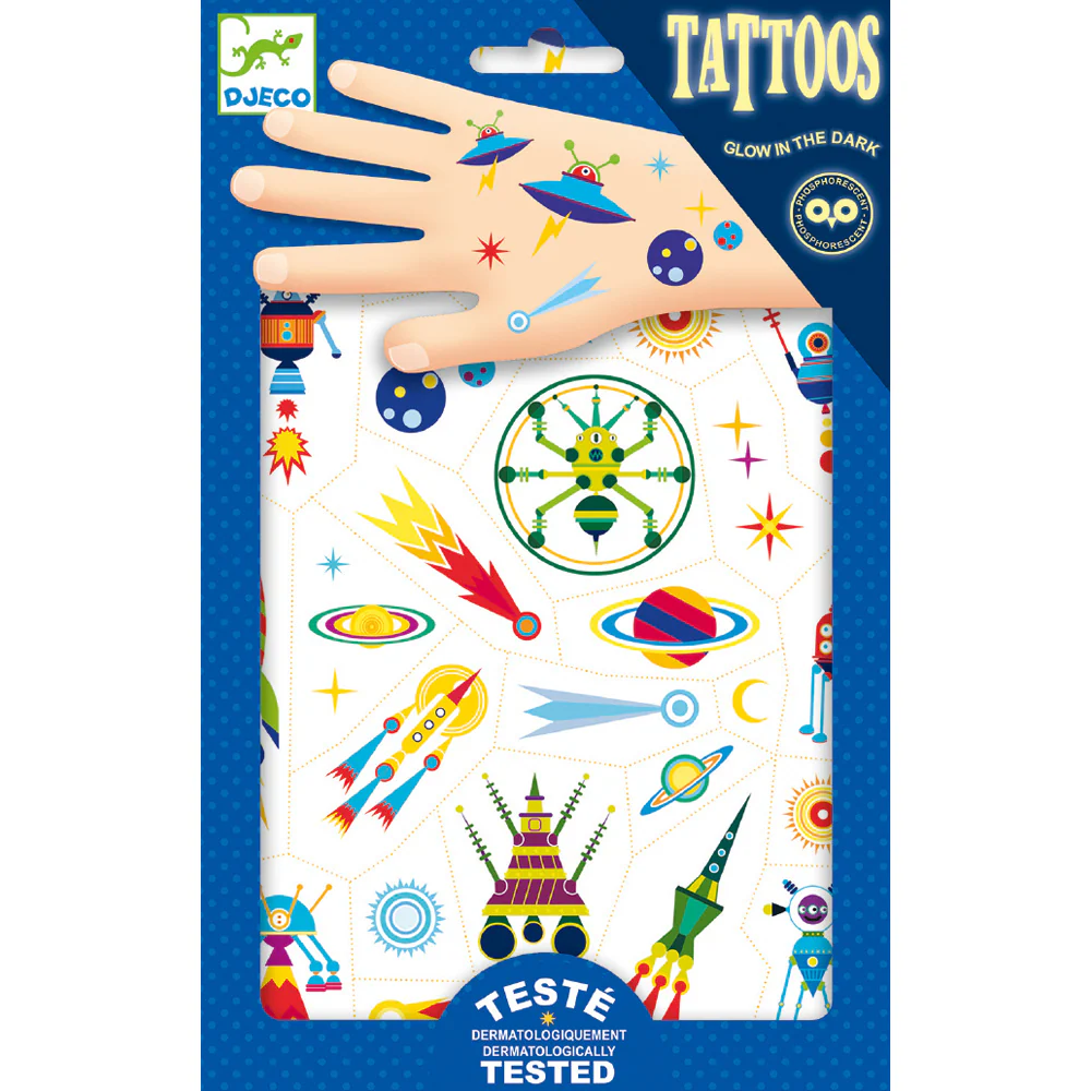 Djeco Tattoos Space Oddity - Glow In The Dark Stickers