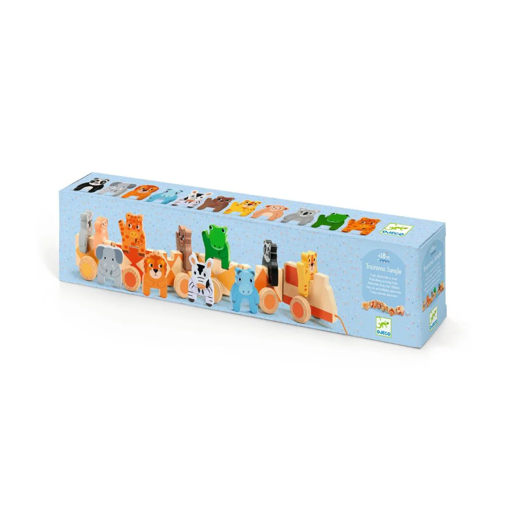 Toddlers Wooden Pull Along Toy Train With Animal Figures - Image 3