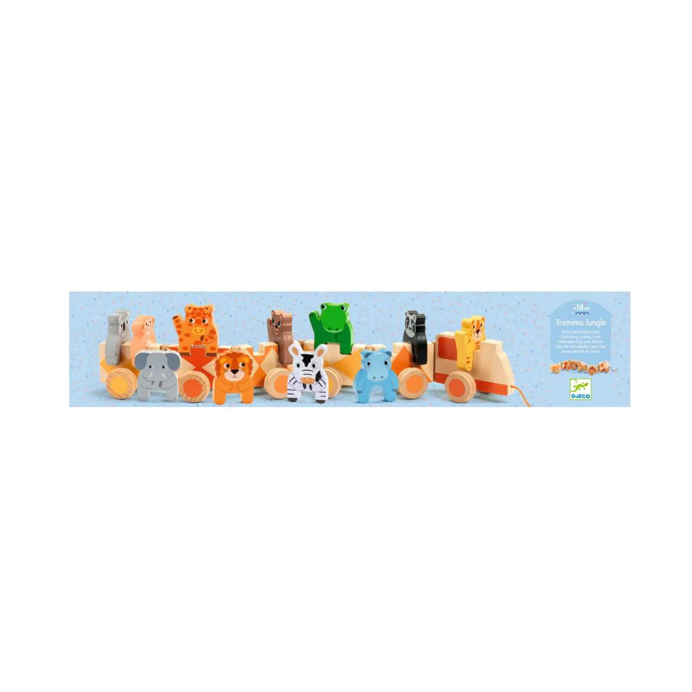 Toddlers Wooden Pull Along Toy Train With Animal Figures - Image 6