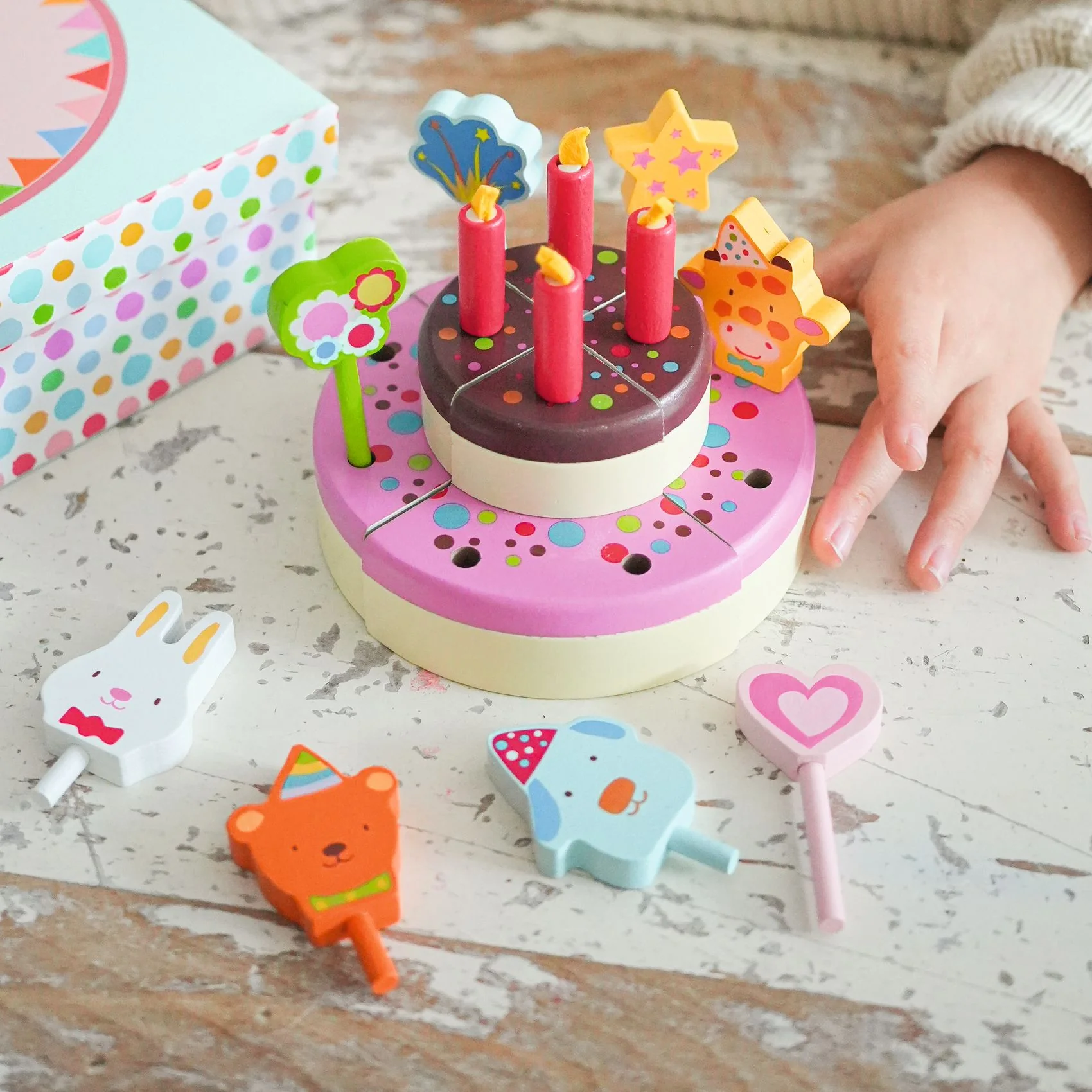 Djeco Happy Birthday Cake - Wooden Play Food - Image 3