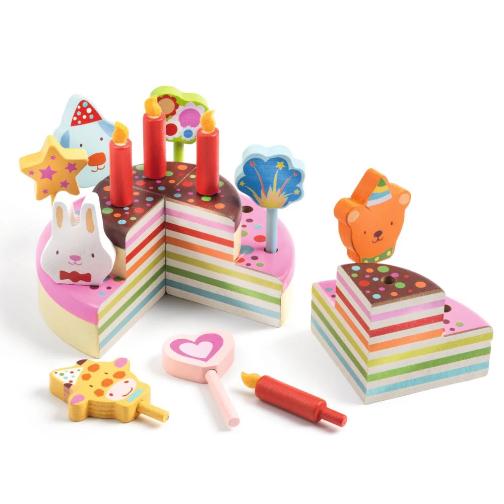 Djeco Happy Birthday Cake - Wooden Play Food - Image 4