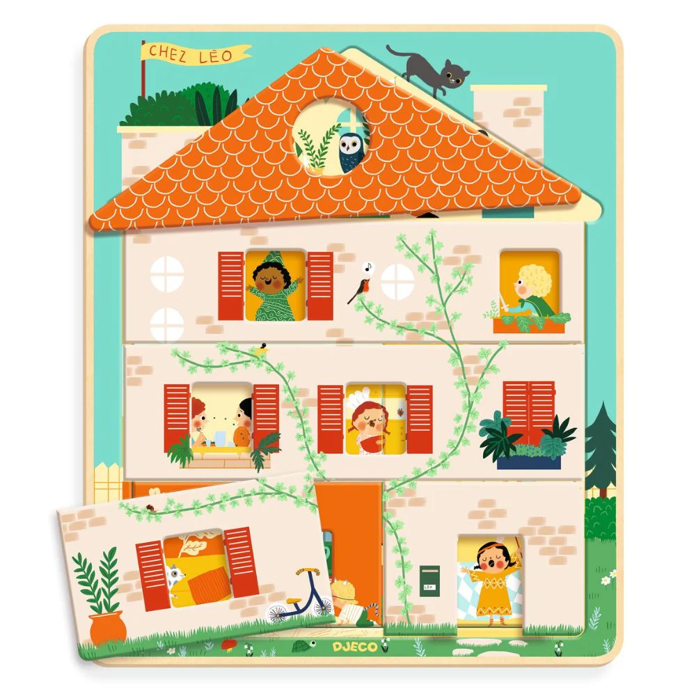 Djeco Wooden Puzzles - Chez Leo Layered Puzzle - Image 2