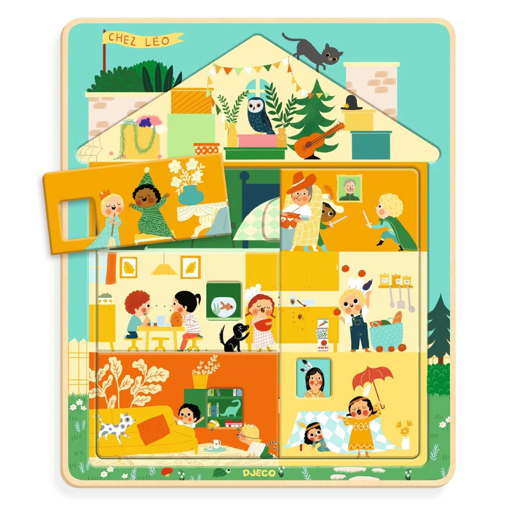 Djeco Wooden Puzzles - Chez Leo Layered Puzzle - Image 3