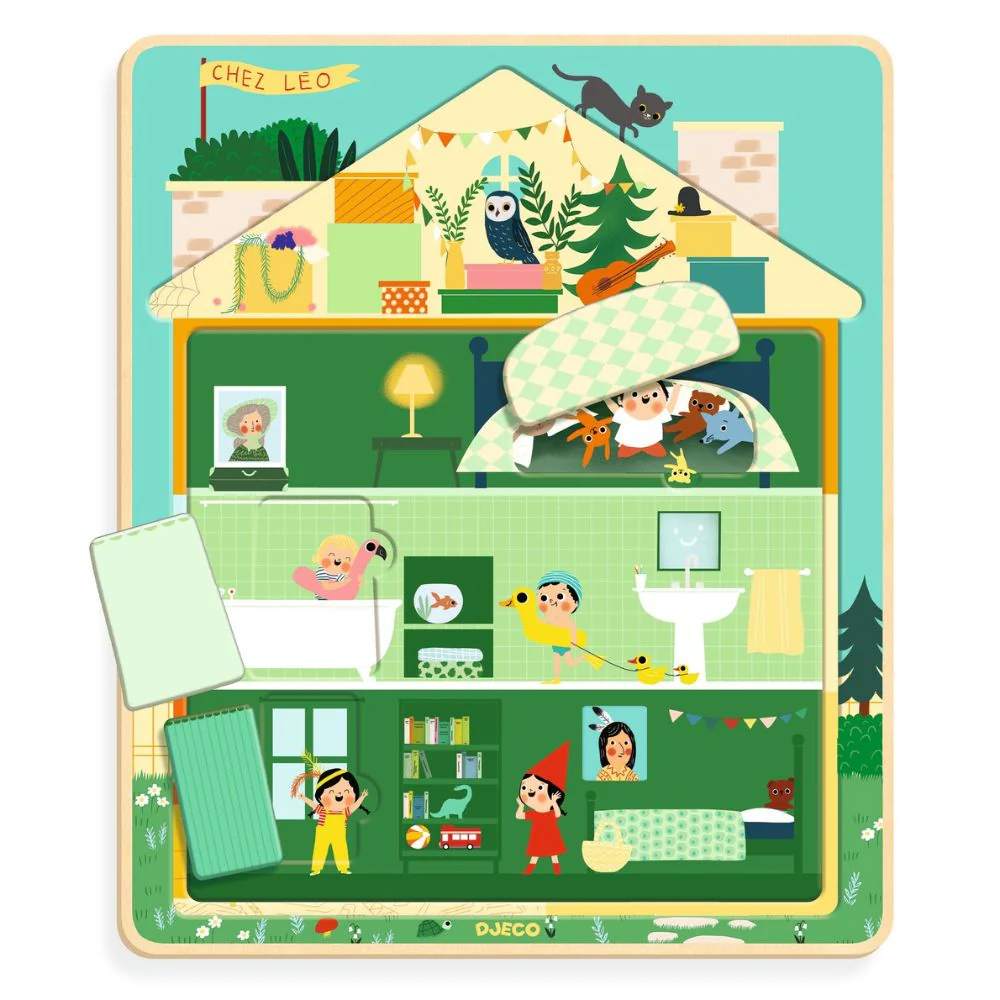 Djeco Wooden Puzzles - Chez Leo Layered Puzzle - Image 4