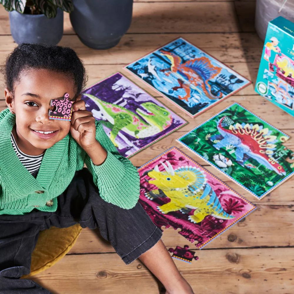 eeBoo Dinosaurs Ready to Learn 36 Piece 4 Puzzle Set - Glow In The Dark - Image 3