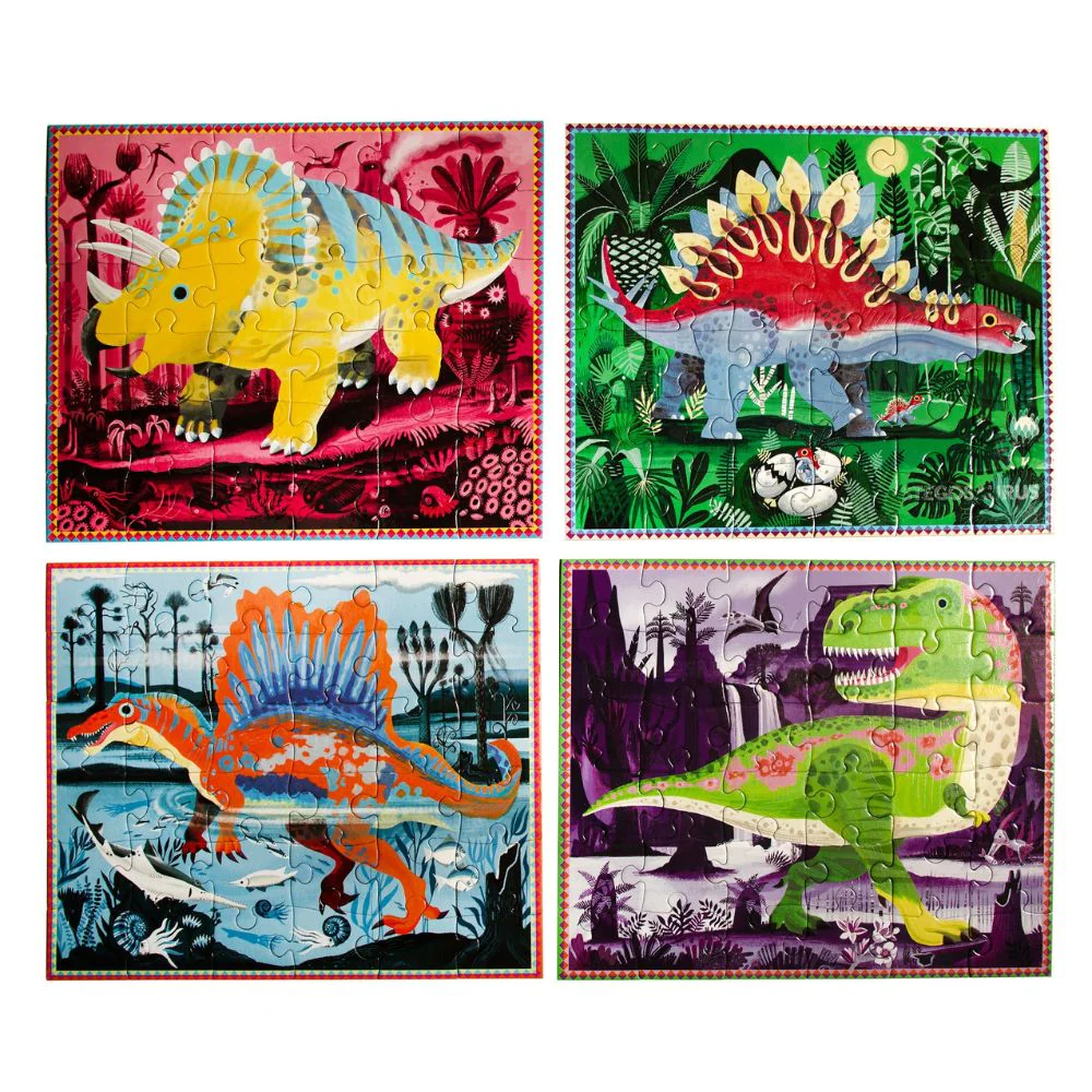 eeBoo Dinosaurs Ready to Learn 36 Piece 4 Puzzle Set - Glow In The Dark - Image 4