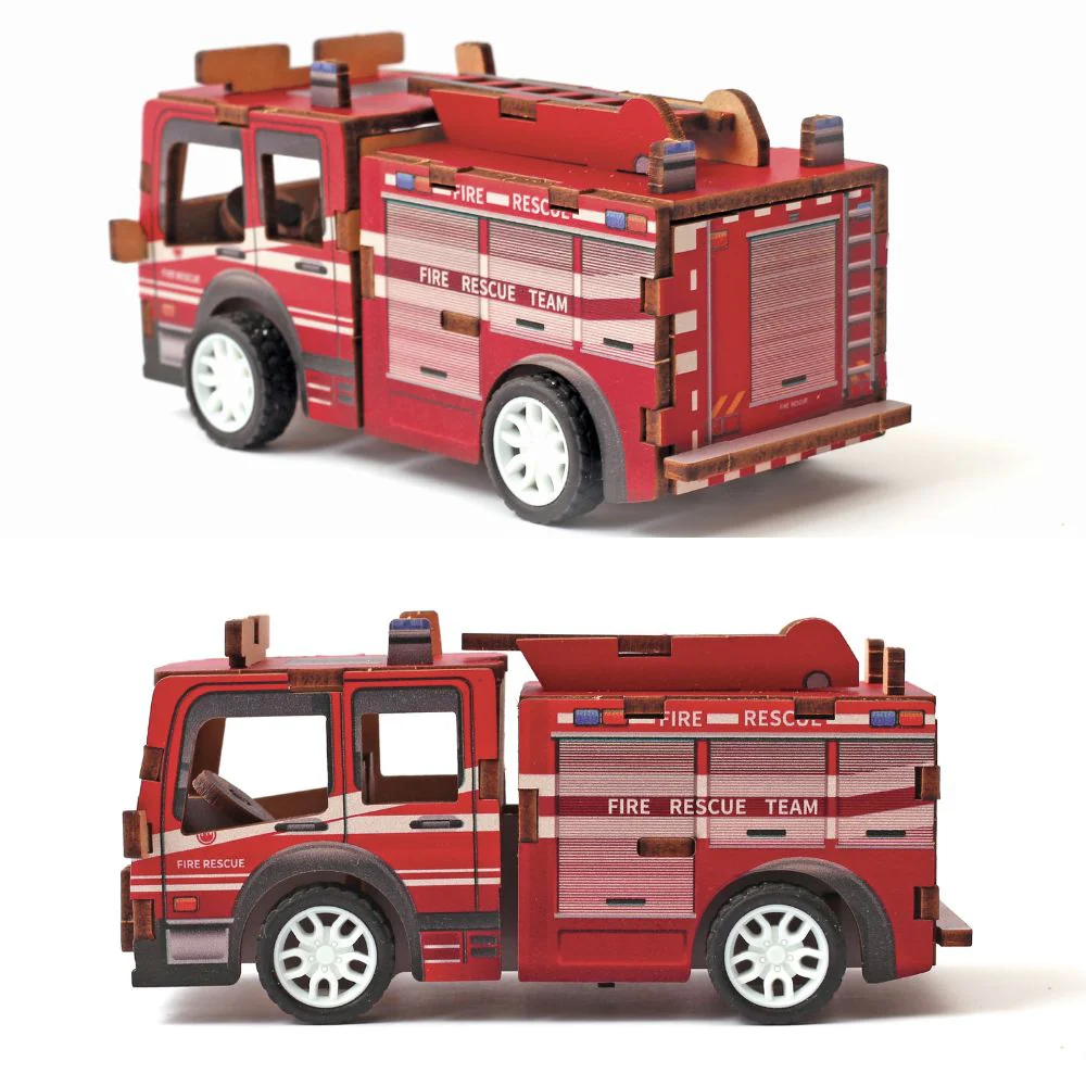 Build Your Own Fire Truck Wooden 3D Model - actually drives! - Image 2
