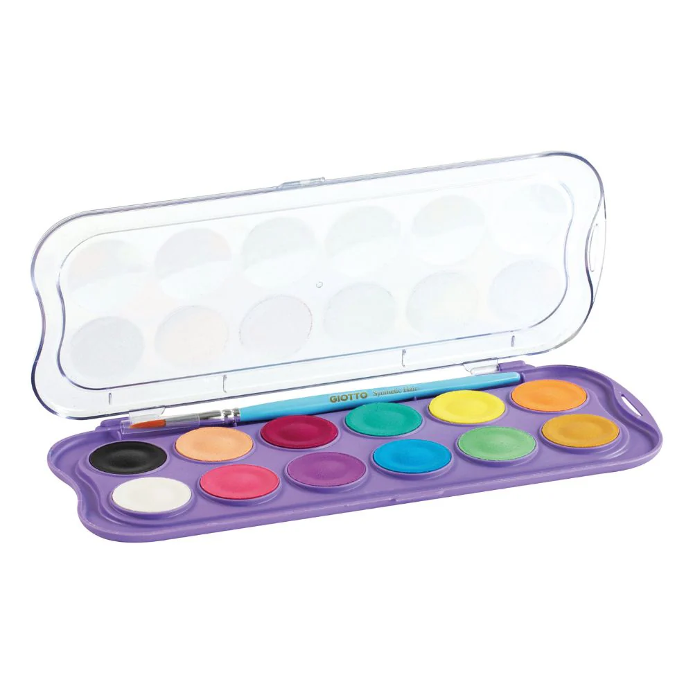Giotto Box of 12 Mini Candy Colour Watercolour Paints – Compact Travel Art Set for Kids - Image 2