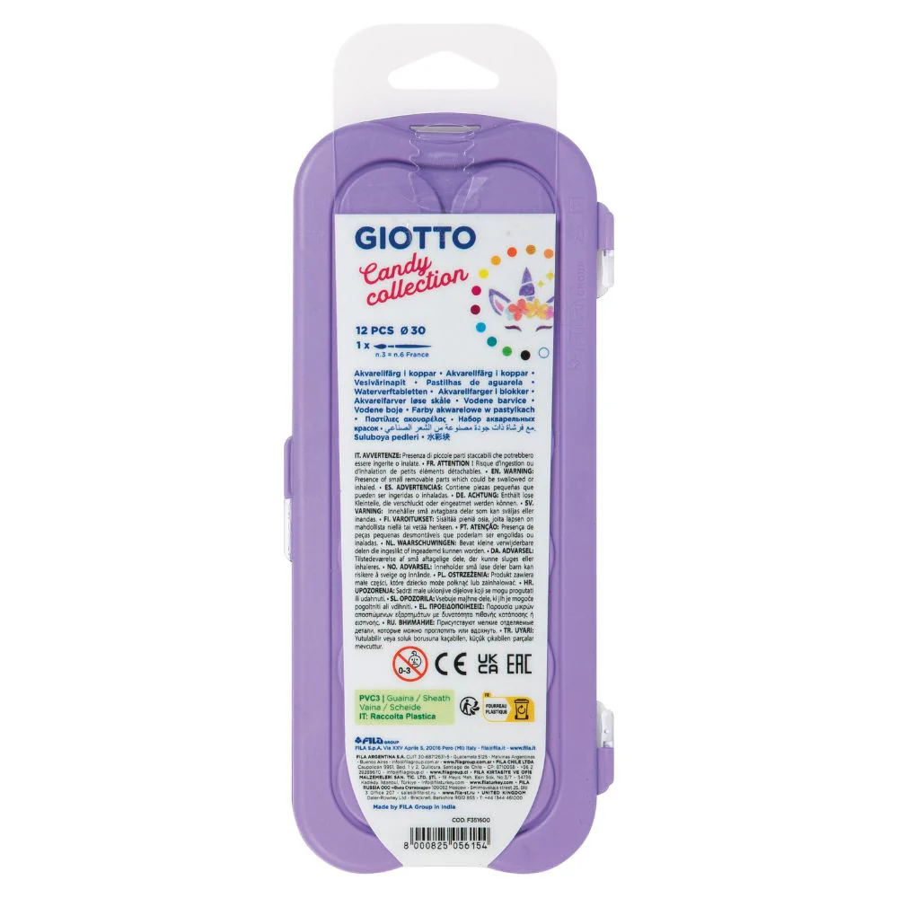 Giotto Box of 12 Mini Candy Colour Watercolour Paints – Compact Travel Art Set for Kids - Image 4