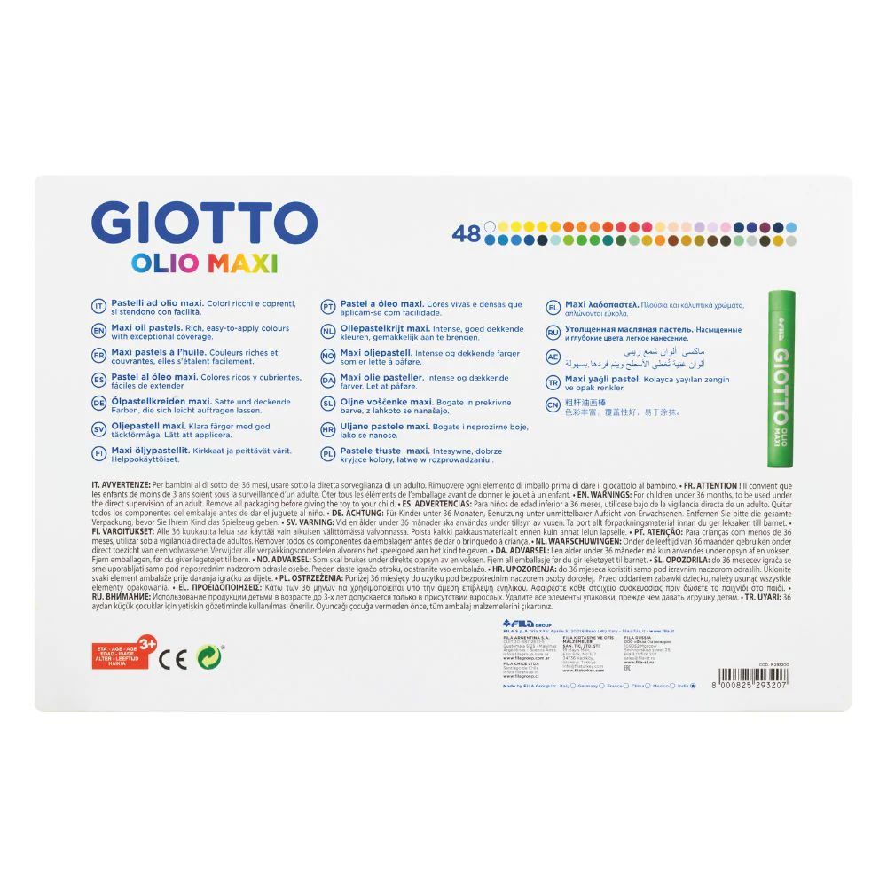 Giotto Olio Maxi Oil Pastels 48pcs Set - Vibrant Colours for Kids 3+ - Image 4