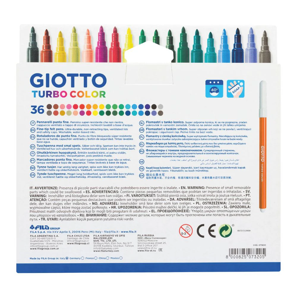 Giotto Turbo Color Felt Tip Pen – 36 Washable Fine-Tip Pens for Kids - Image 3