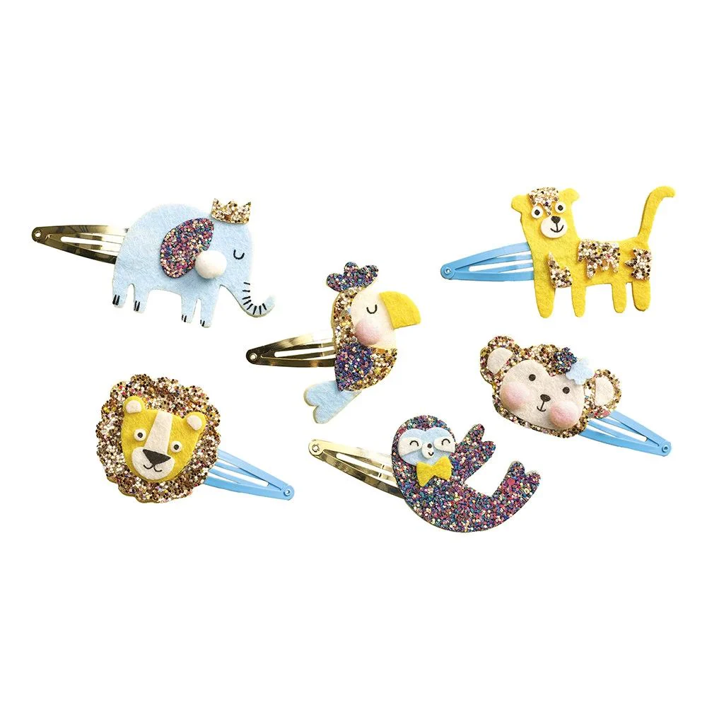 Janod Make Your Own Glittery Exotic Animals Hairclips - Image 4