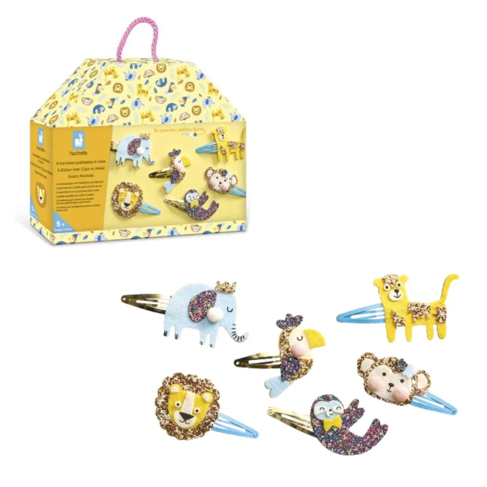Janod Make Your Own Glittery Exotic Animals Hairclips - Image 6