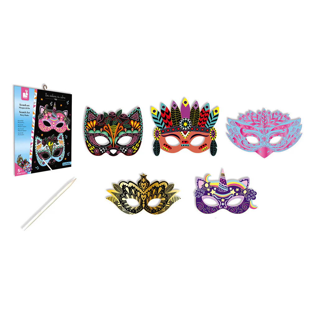 Janod Scratch Art for Kids- Party Masks - Image 4