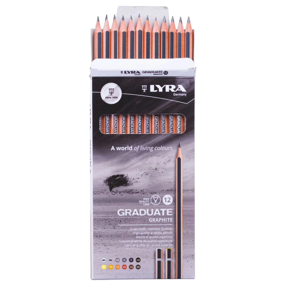 Lyra Graduate Graphite Drawing Pencils 12pcs Set - Image 2