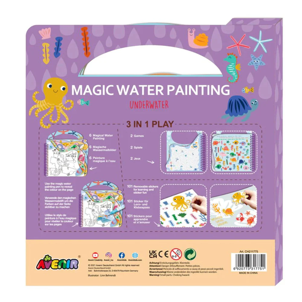 Avenir Magic Water Painting Book, Stickers & Pen - Underwater - Image 3