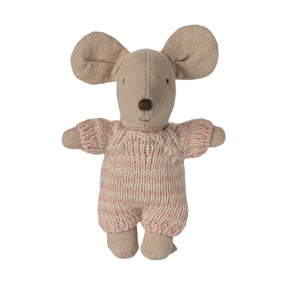 Maileg Baby Mouse In Carry Cot - Rose - Image 3