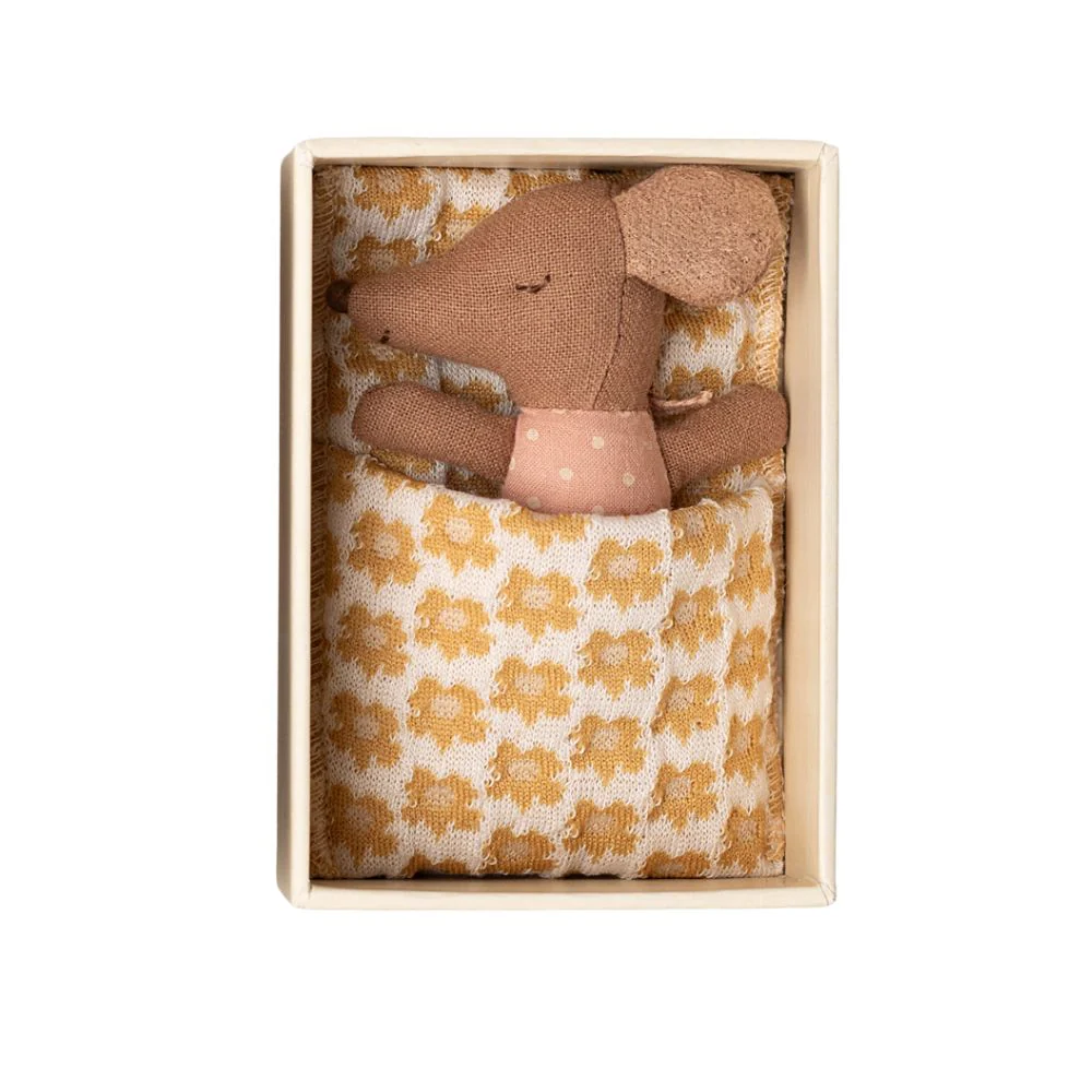 Maileg Baby Girl Mouse, Sleepy/Wakey In A Matchbox - Image 5