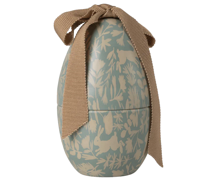 Maileg Easter Egg With Micro Rabbit, Small - Dusty Blue - Image 4