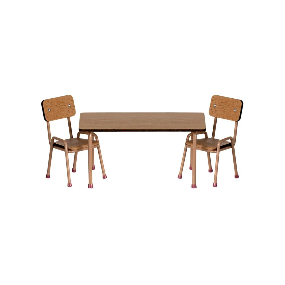 Maileg Table and Chair Set, Mouse - Dark Powder - Image 2