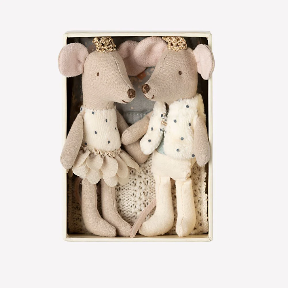Maileg Royal Twins Mice, Little Sister and Brother Matchbox Mice - Image 2