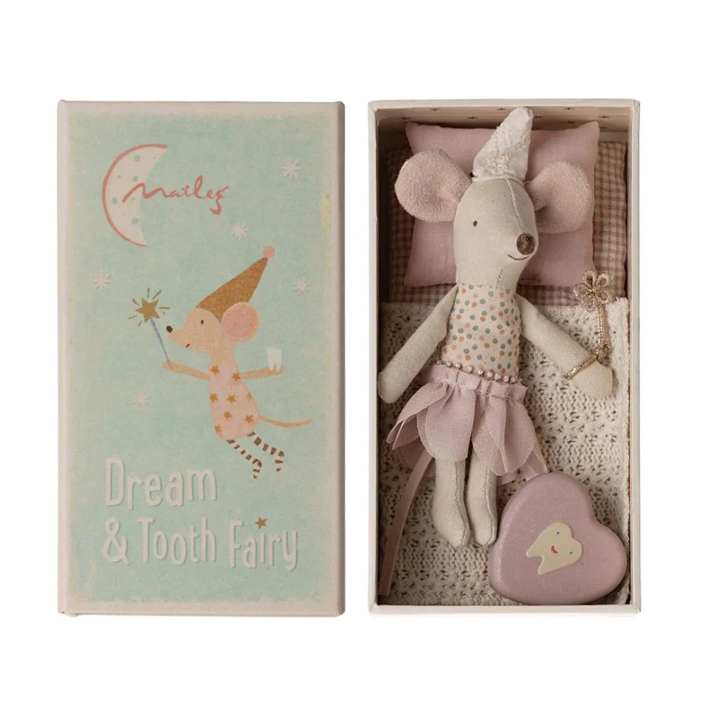 Maileg Dream and Tooth Fairy Mouse In A Matchbox - Rose - Image 3