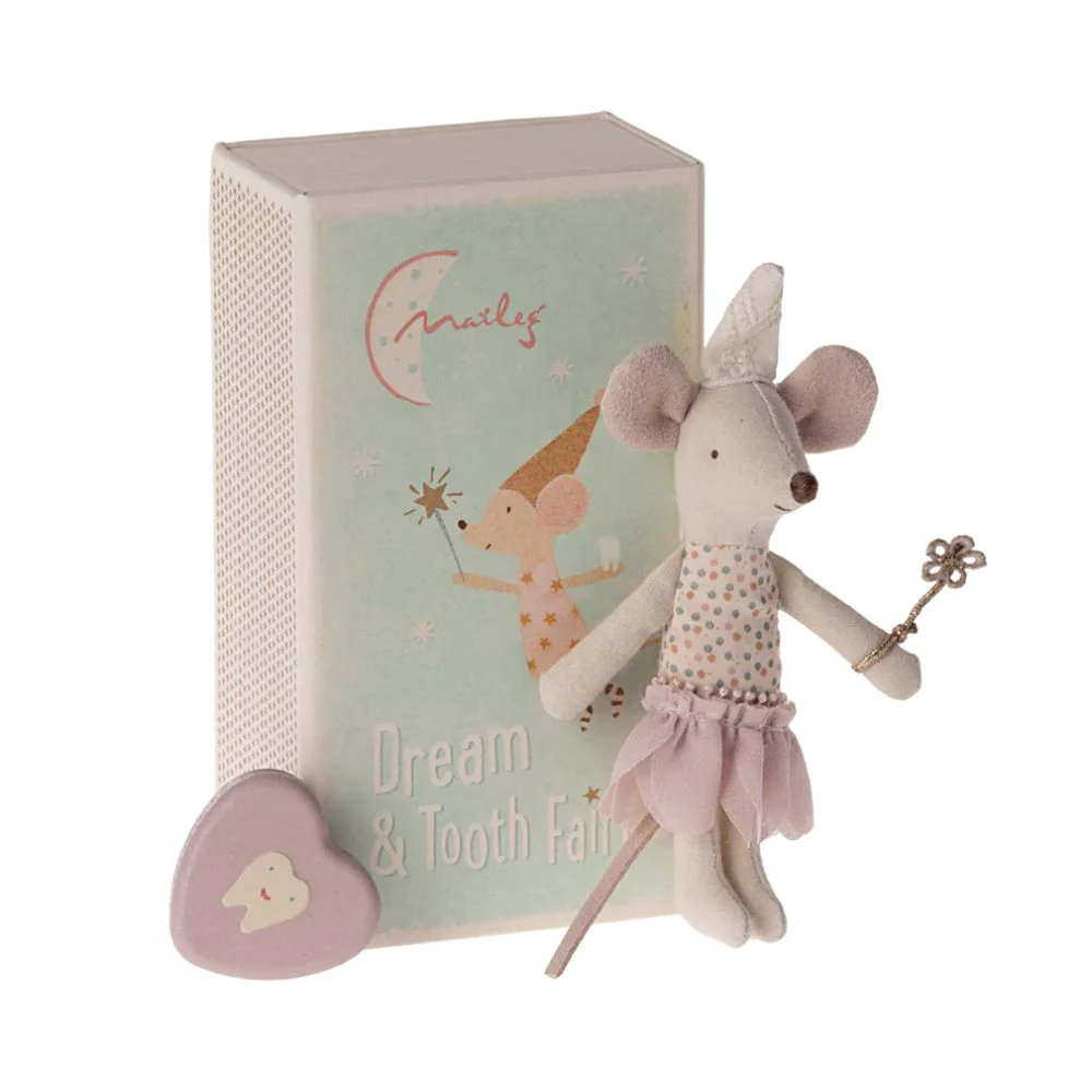 Maileg Dream and Tooth Fairy Mouse In A Matchbox - Rose - Image 4