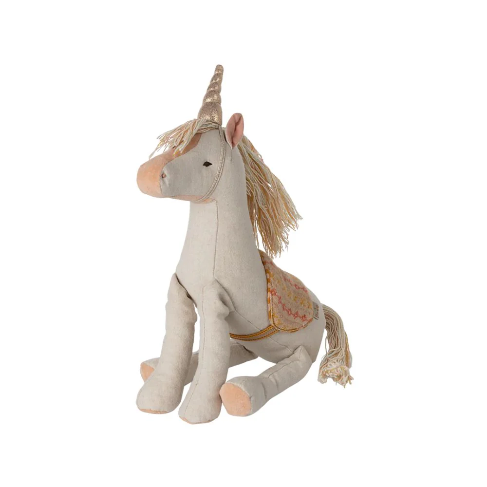 Maileg Linen Unicorn Soft Toy, Medium - Image 2