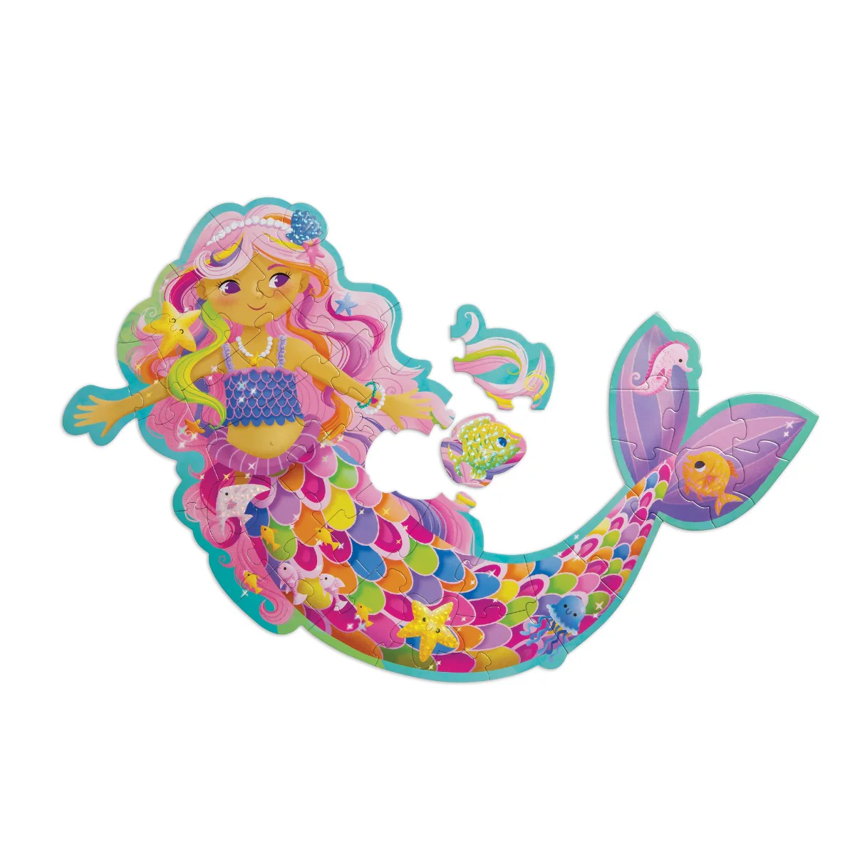 Peaceable Kingdom - Shimmery Magical Mermaid Floor Puzzle - Image 3