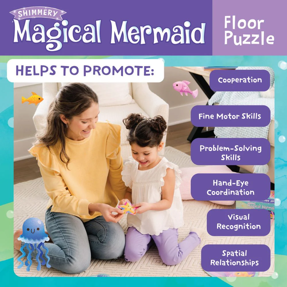 Peaceable Kingdom - Shimmery Magical Mermaid Floor Puzzle - Image 5